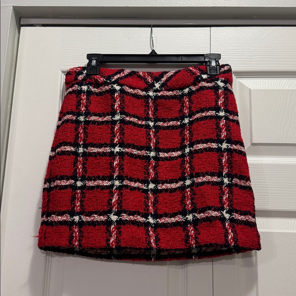 English Factory Red Plaid Mini Skirt - Picture 1 of 2